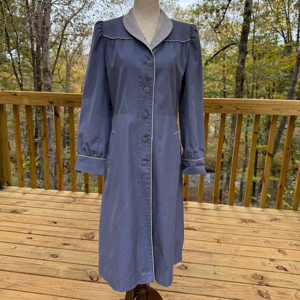 J. Gallery Vintage 80s Longline Button-front Coat Puff Shoulders Size 6/7